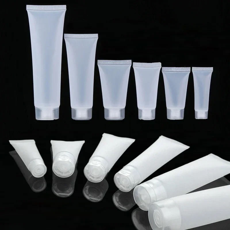 

100pcs 15ml-100ml Mini Frosted Plastic Soft Tubes Bottles Empty Cosmetic Containers For Cream Emulsion Lotion Shampoo Packaging