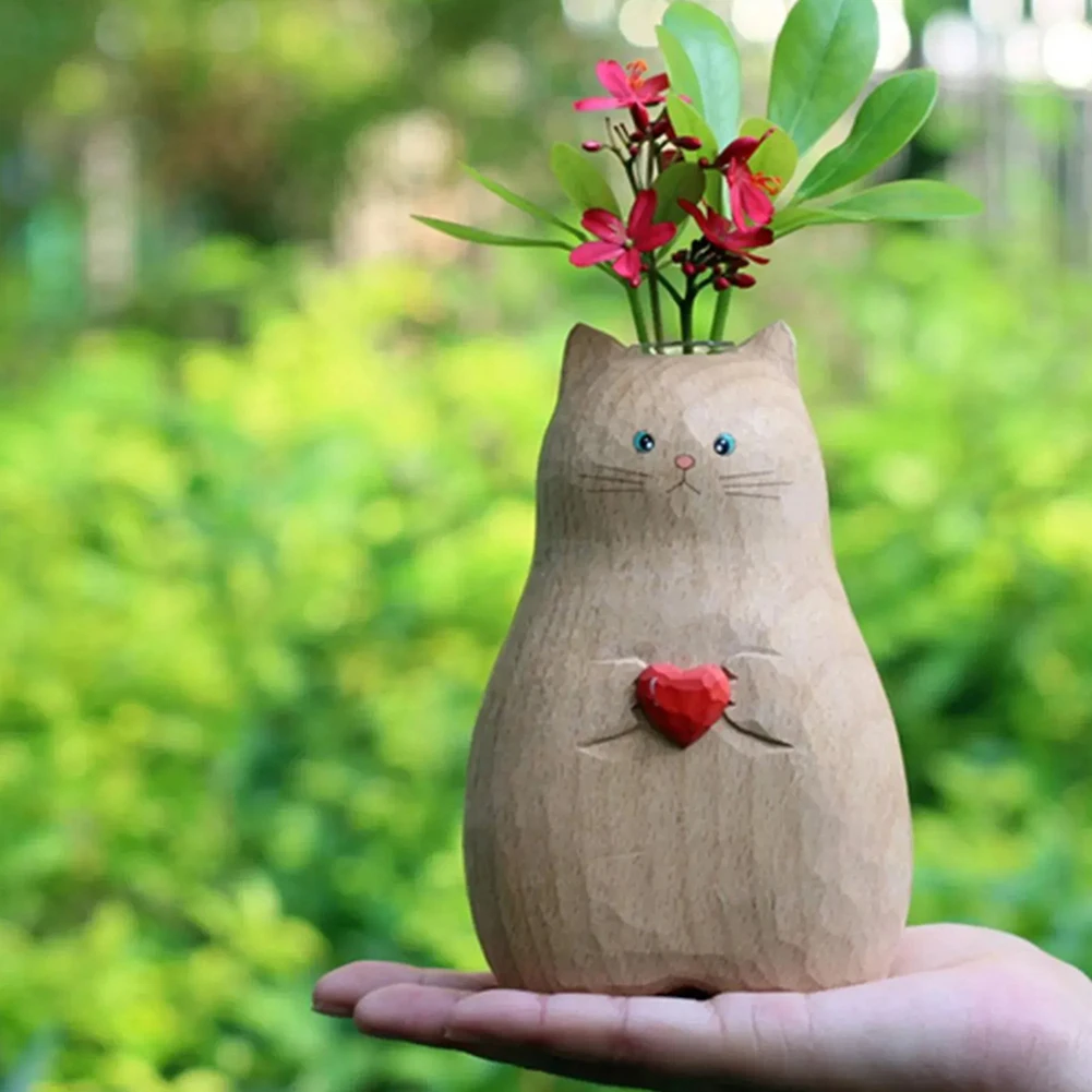 زهرية الراتنج اليدوية للديكور المنزل ، charm الزخرفية ، الصلبة ، وأفضل الهدايا ، وتصميم فريد لعشاق القط