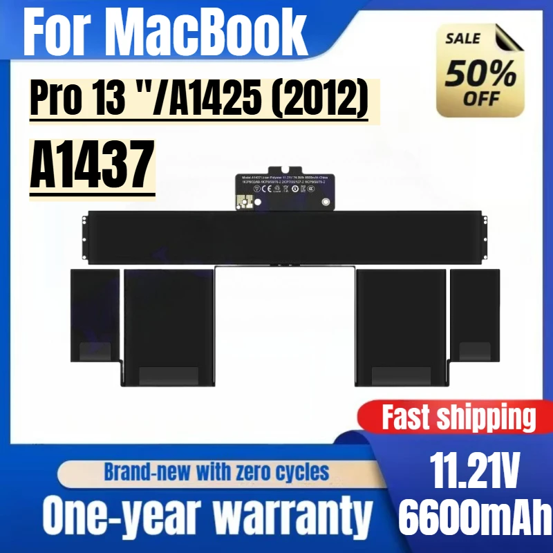 

A1437 for MacBook Pro 13 "/A1425 (2012) Laptop Battery 0 Cycle High Quality High Capacity Replacement Bateria Grade A Cell