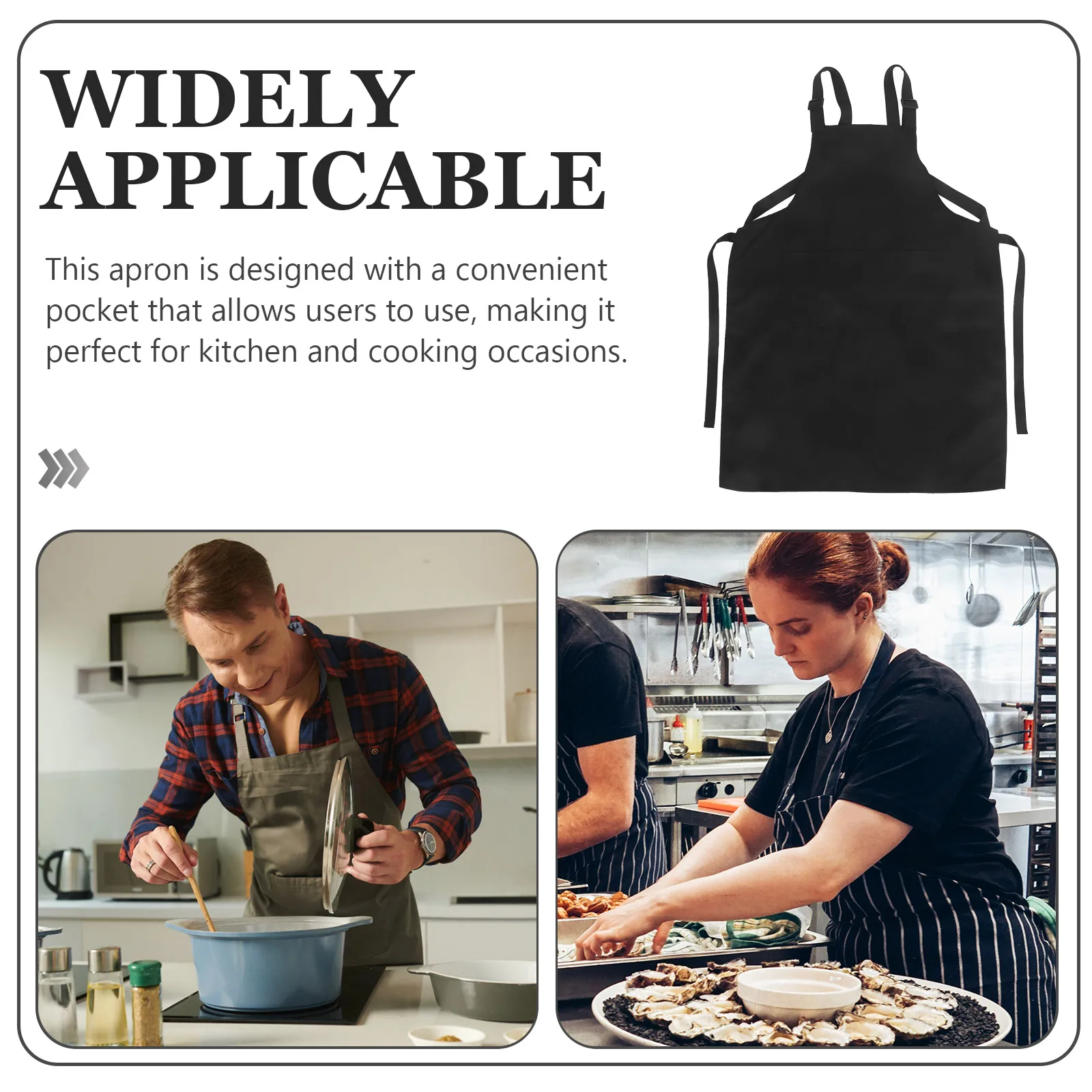 

Adjustable H-Back Apron With Pocket Kitchen Baking Cooking Household Women'S Aprons For Salon Home Use Easy Clean