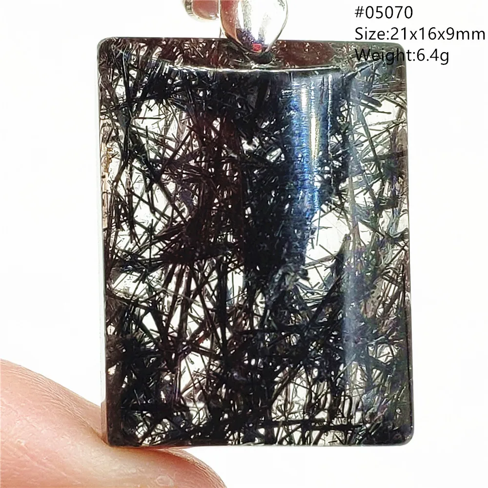 

Natural Black Rutilated Quartz Rectangle Pendant Jewelry Clear Beads Oval Clear Beads Crystal Wealthy Rutilated AAAAAA