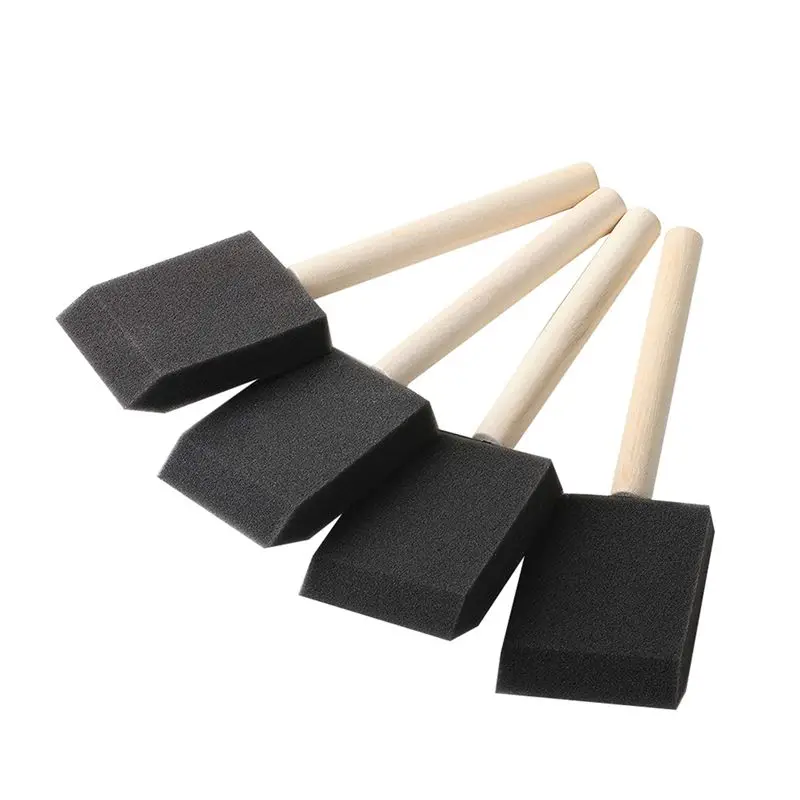 250 Pcs 2 Inch Foam Sponge Wood Handle Paint Brush Set, Great For Acrylics, Stains, Varnishes, Crafts, Art