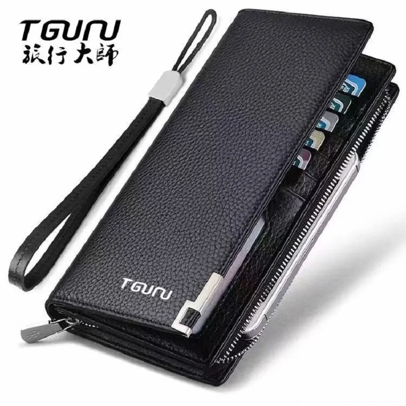 새로운 남성용 고급 지갑 긴 전화 가방 지퍼 지갑 다목적 캐주얼 트렌디 핸드백