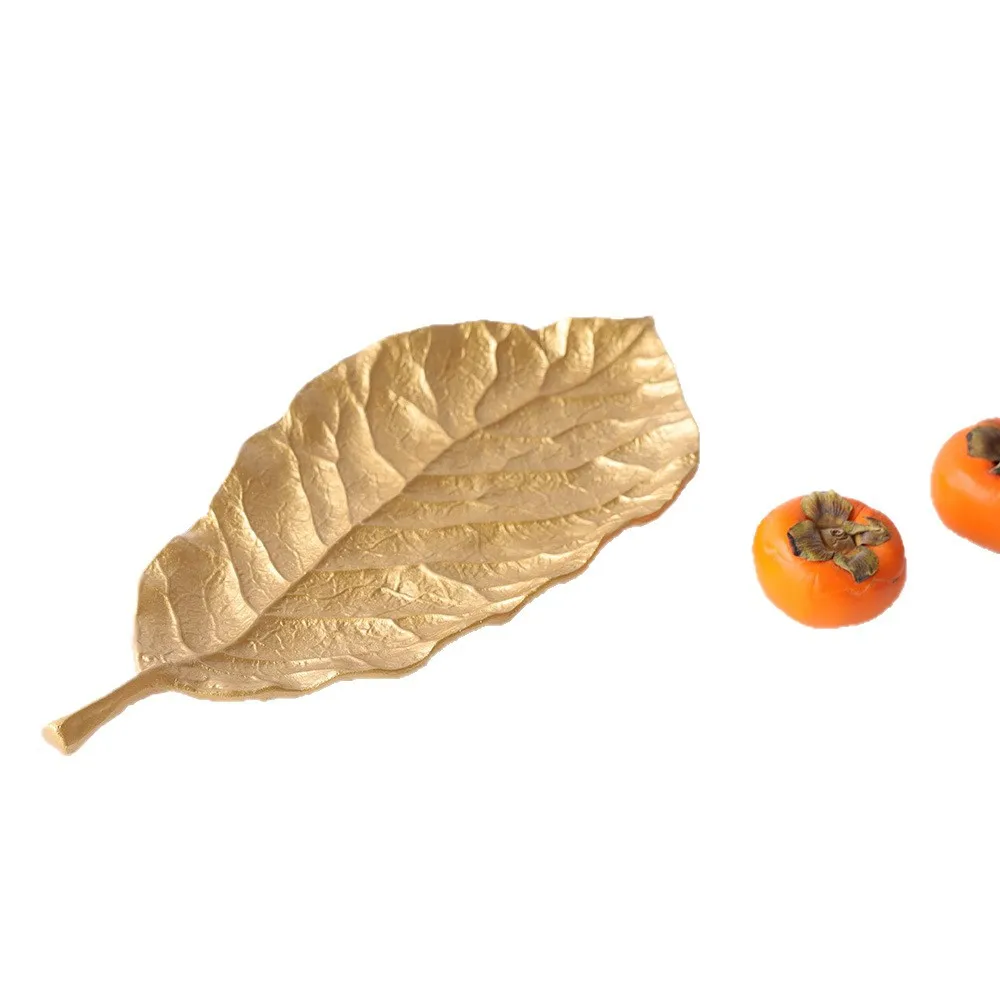 Modern minimalist creative metal leaf fruit plate ornament art decoration
