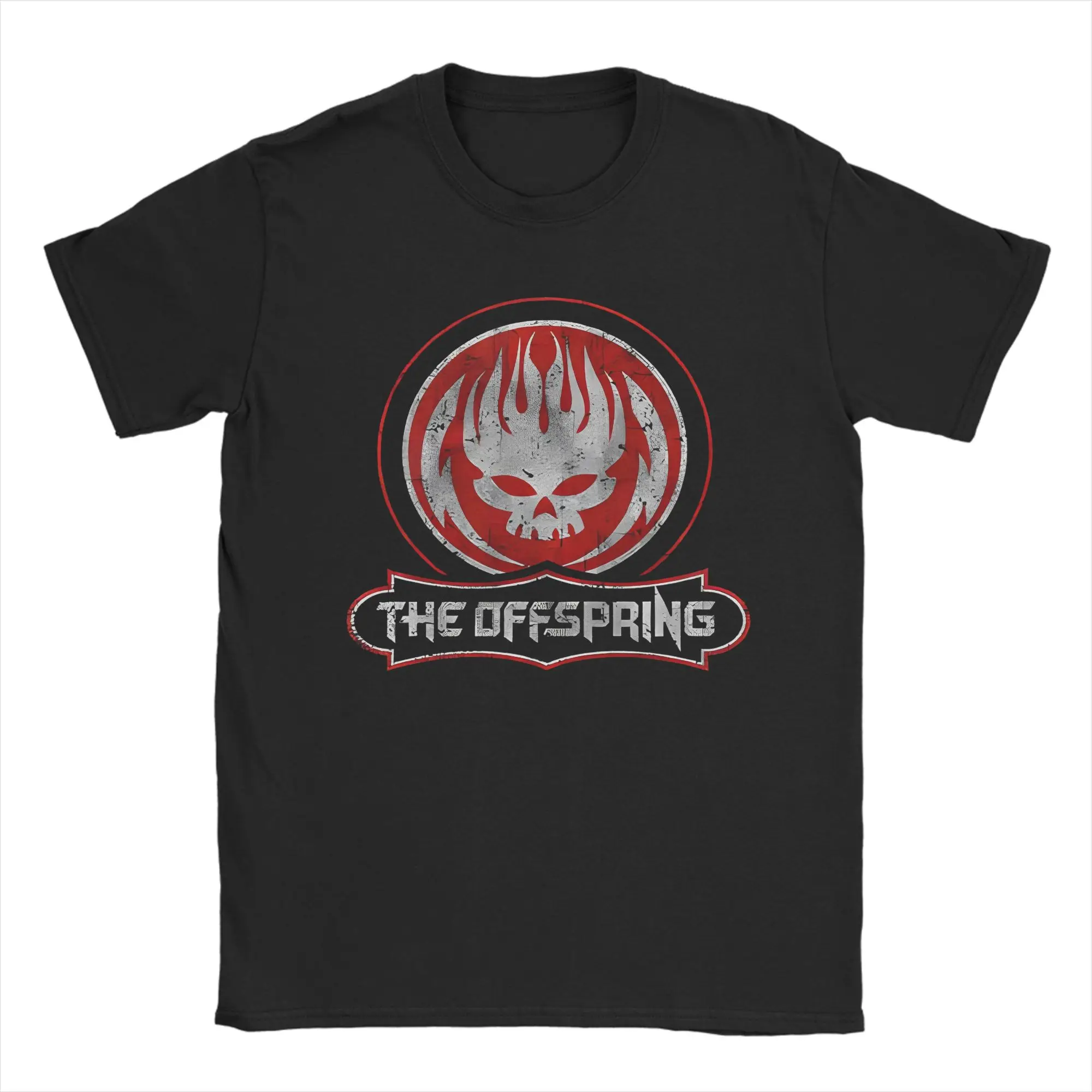The Offspring Band Distressed Skull Tshirts Men Cotton Tops Shirts Printed  Crewneck Short Sleeve