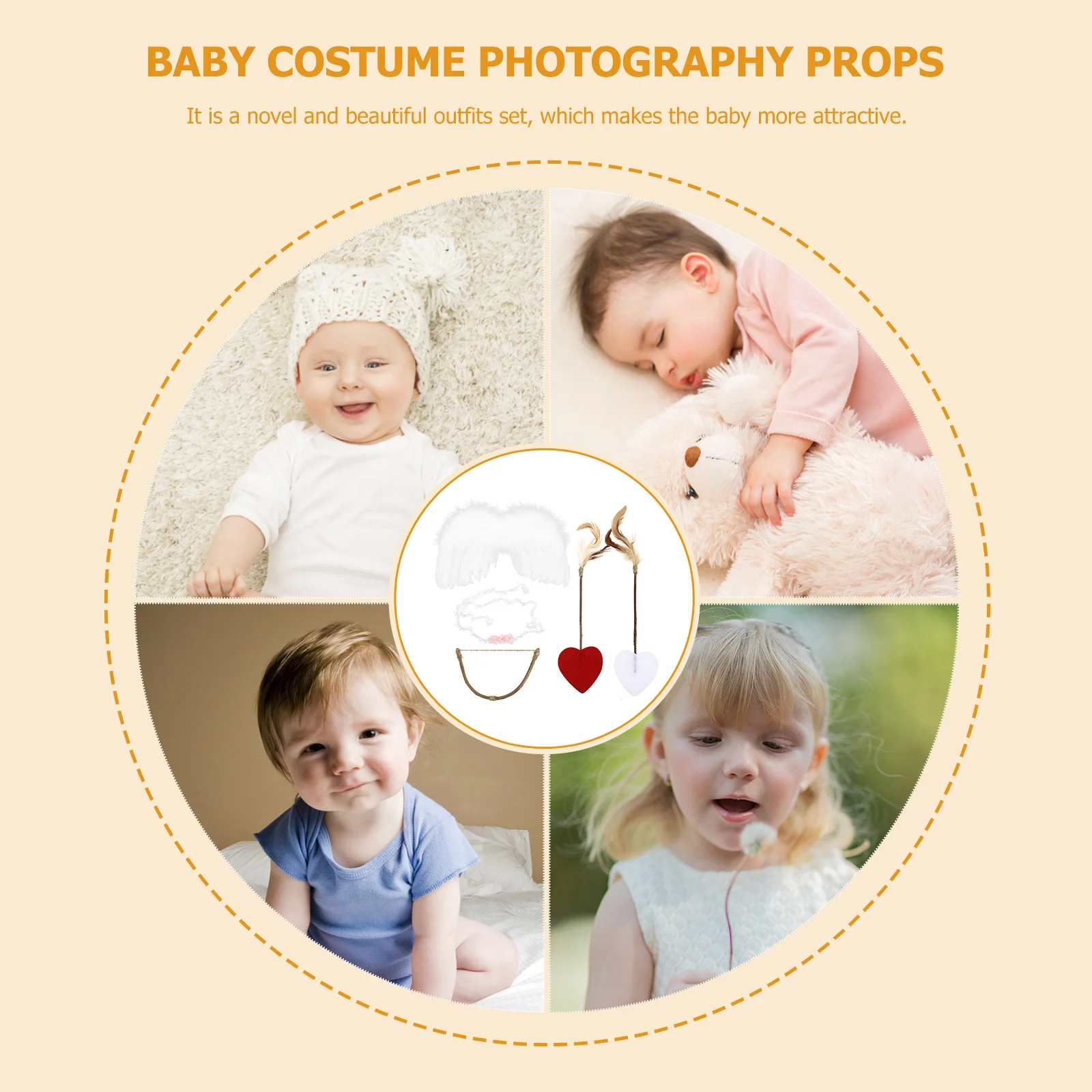 

1 set 1 Set Baby Cupid Wings Headband Kit Soft Angel Wing Newborn Photography Prop Infant Arrow Bow Decor Accessories