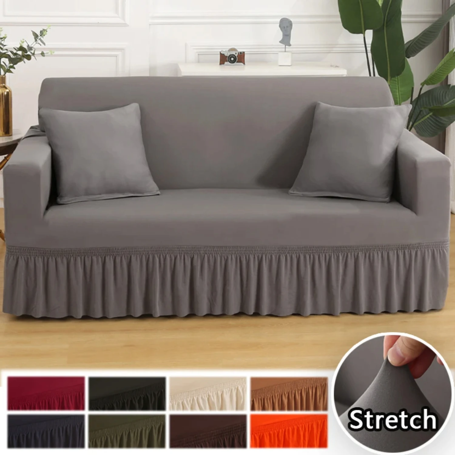 Solid Color Stretch Living Room Sofa Cover for L shape Corner Combination Chaise Couch - Removable Slipcover Decor Seat cover