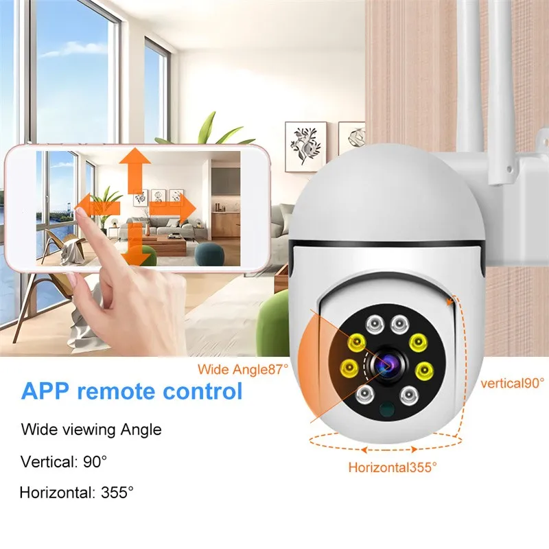 Ycc365 plus-cámara IP PTZ de 1080P con WIFI, videovigilancia de Audio CCTV con Zoom 4X, inalámbrica a todo Color, resistente al agua, H.264, Audio de seguridad