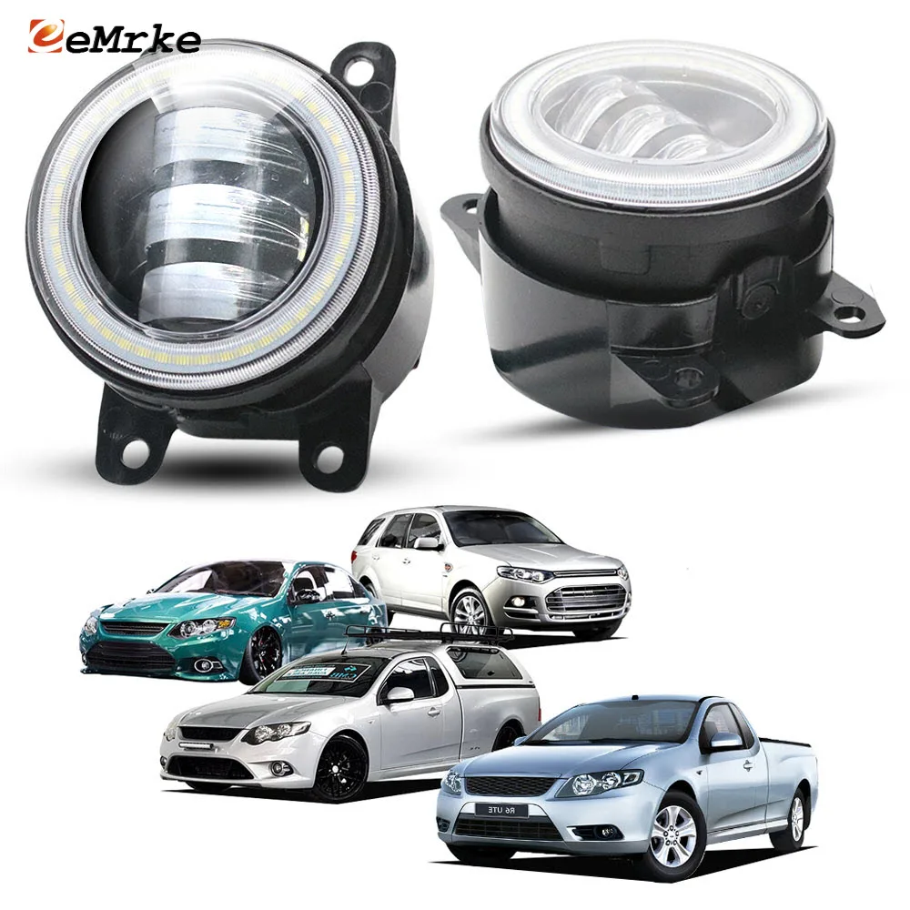 Lámpara antiniebla LED de 40W blanca/amarilla para Ford Falcon FG 2008-2023 Territory 2011-2014, luces diurnas DRL para coche con ojos de ángel blancos, rojos y azules
