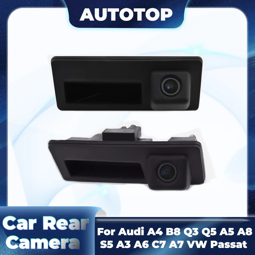 Caméra de recul pour Audi A4 B8 Q3 Q5 A5 A8 S5 A3 A6 C7 A7 VW Passat, caméra de stationnement arrière intégrée à la poignée de coffre, étanche
