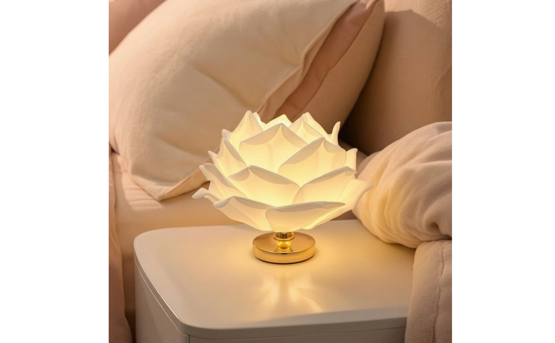 Rose Table Lamp Corded Rose Lamp Sculptural Warm Light for Bedroom, Reading Corner