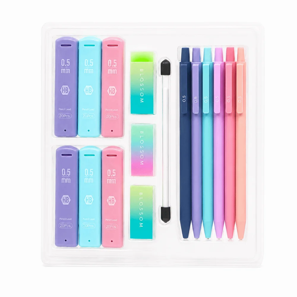 16pcs Morandi Mechanical Pencil Set HB 0.5/0.7mm Automatic Pencils with Refills/Erasers Drafting Pencils Kit School Office
