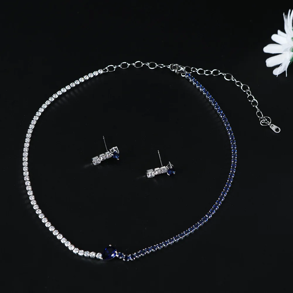 HIBRIDE Light Luxury Unique Multicolor White Necklace Earrings 2 Piece Set Women's Jewelry Dubai Party Prom Wedding Dress S-872