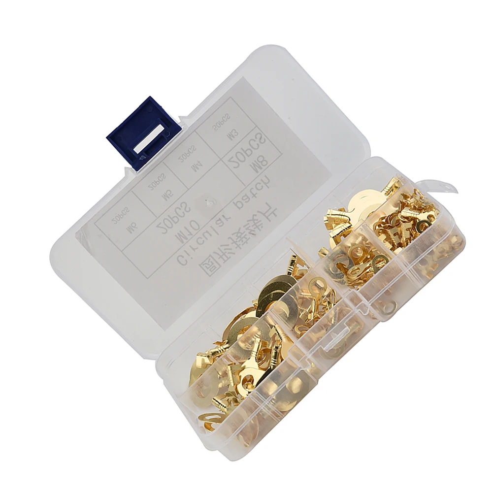 Assorted 150pcs Copper Ring Cable Lugs Brass Connectors for M3 M5 M6 M8 M10 Wire Terminals with Convenience Box