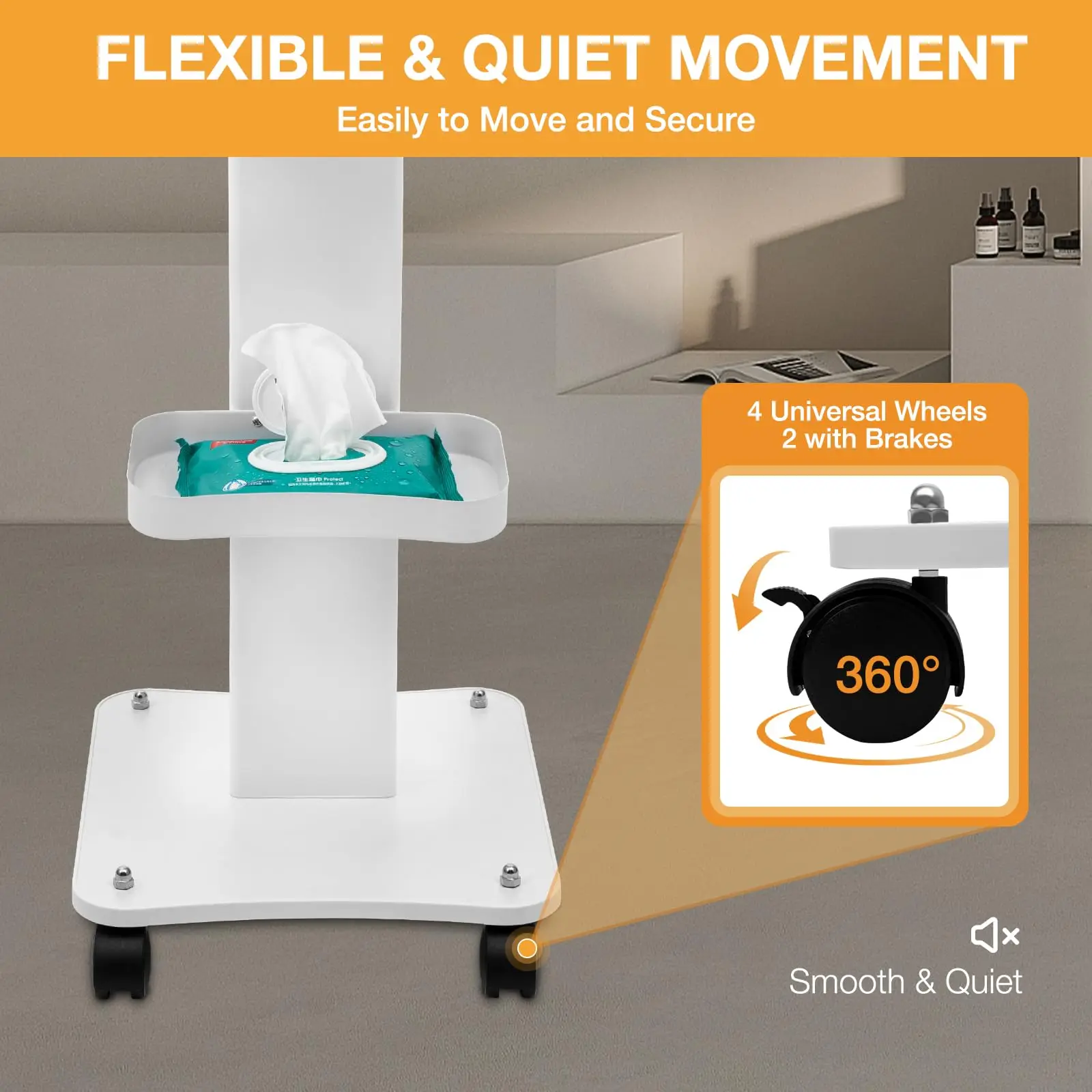 Carrinho para esteticista com rodas Carrinho para esteticista de 3 camadas Carrinho para salão de beleza com rodas, carga de 135 lbs 27,2 "X 14,6" X 13,8"