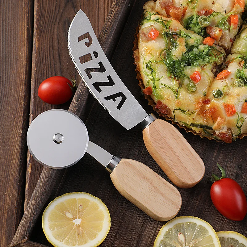 

Stainless Steel Pizza Knife with Oak Handle,PIZZA Roller Knife,Sliding Pizza Shovel,Pizza Tool Set, Baking Tools, Pizza Acces