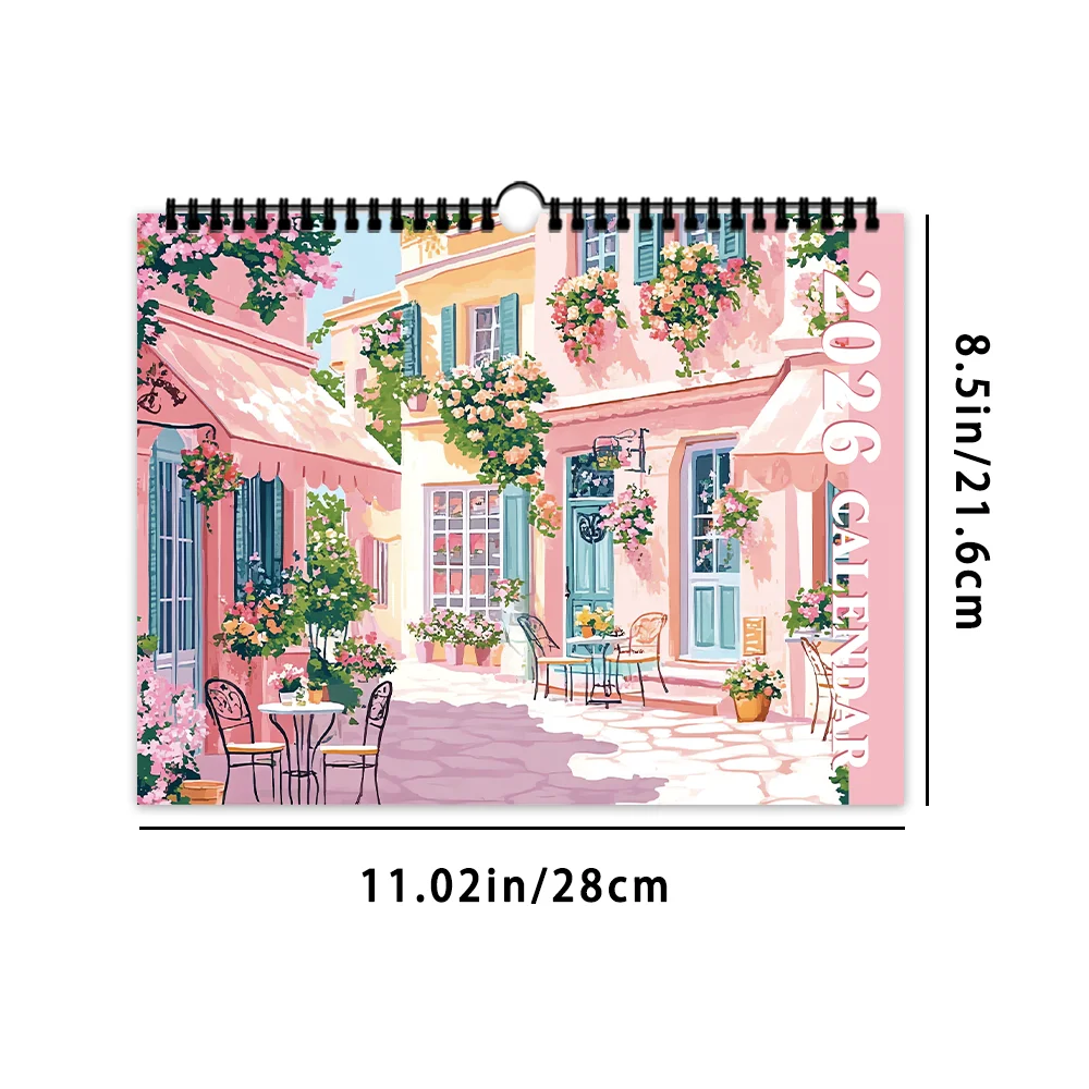 1pc 2026 Hanging Calendar, Floral Design, 12 Unique Illustrations, Monthly Plan, Perfect Gift for Birthdays, Christmas, New Year