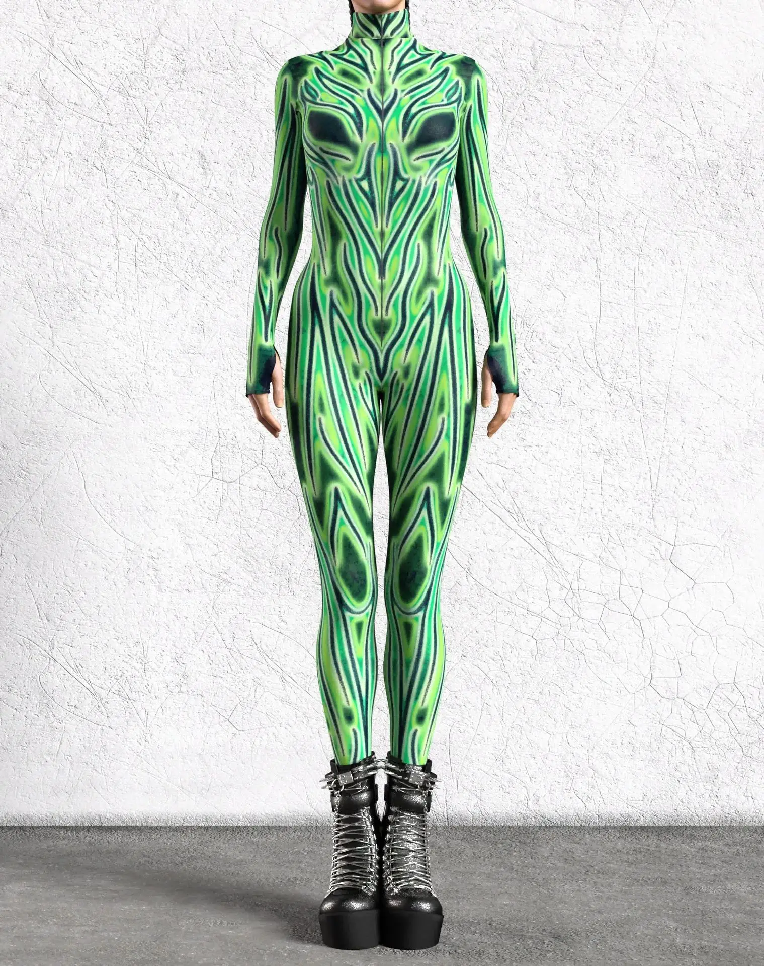 Damen Cyber 3D-Druck Festtags-Party Punk Jumpsuit Onesie Halloween Cosplay Kostüm Bodysuit Performance Steampunk Romper – Detail 15