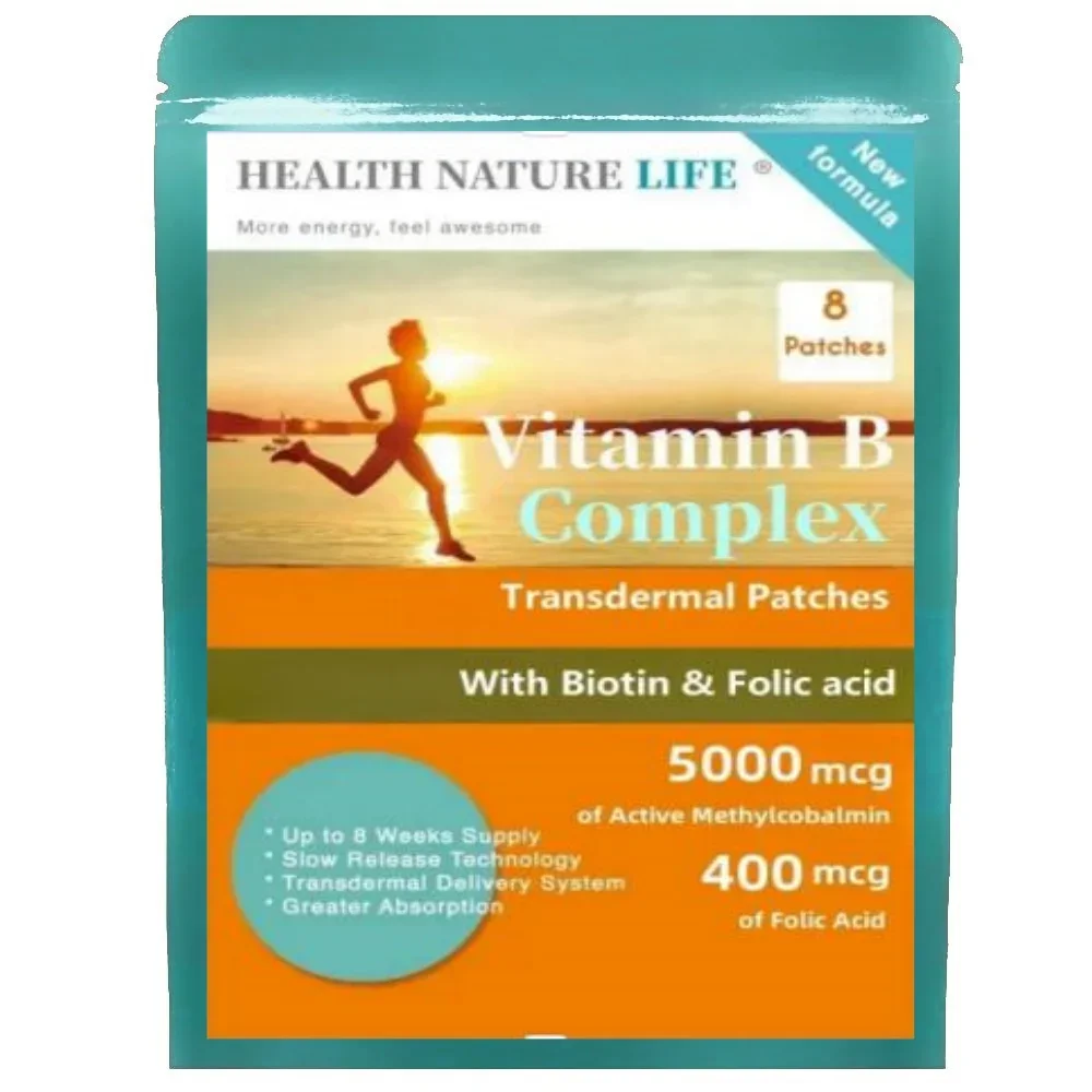 Vitamin B Complex 8 Transdermal Patches B1, B2, B3, B5, B6, B12, D-biotin & Folic Acid, Made In Usa, 8 Weeks Supply