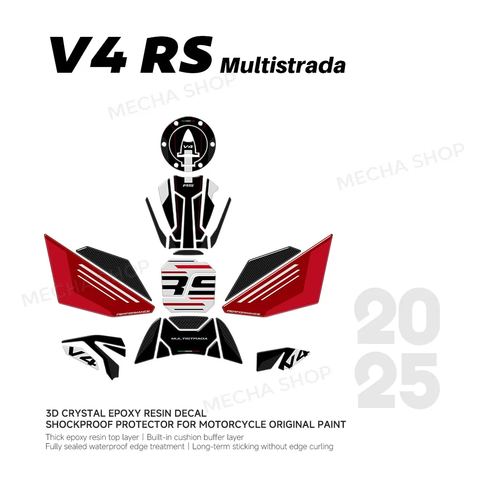 For Multistrada V4 RS 2025 Tank Mat Decal Kit Sticker Kit for Glove Compartment
