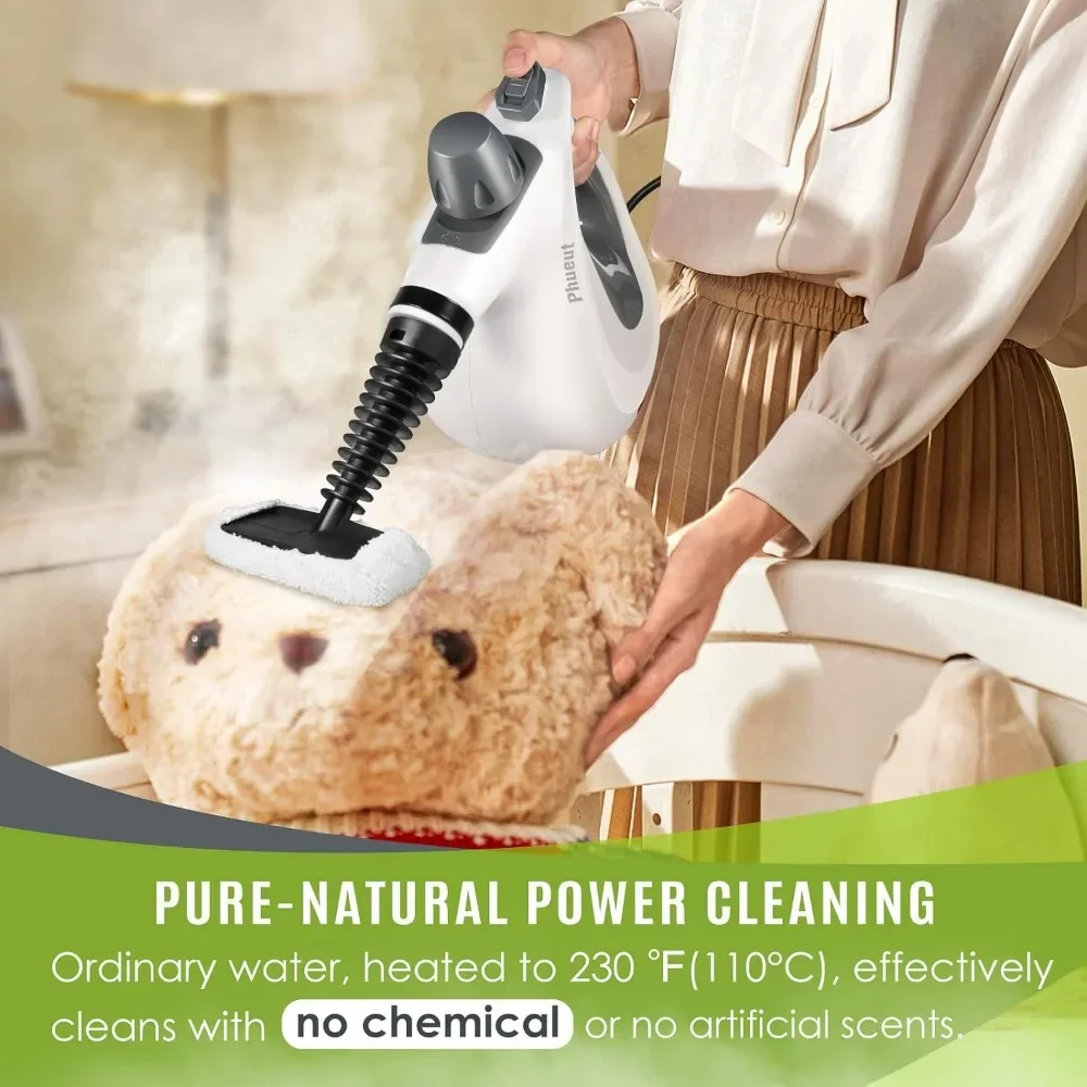 Pressurized Handheld Multi-Surface Natural Steam Cleaner with 12 pcs Accessories, Multi-Purpose for Home Use, for Cleaning Floor