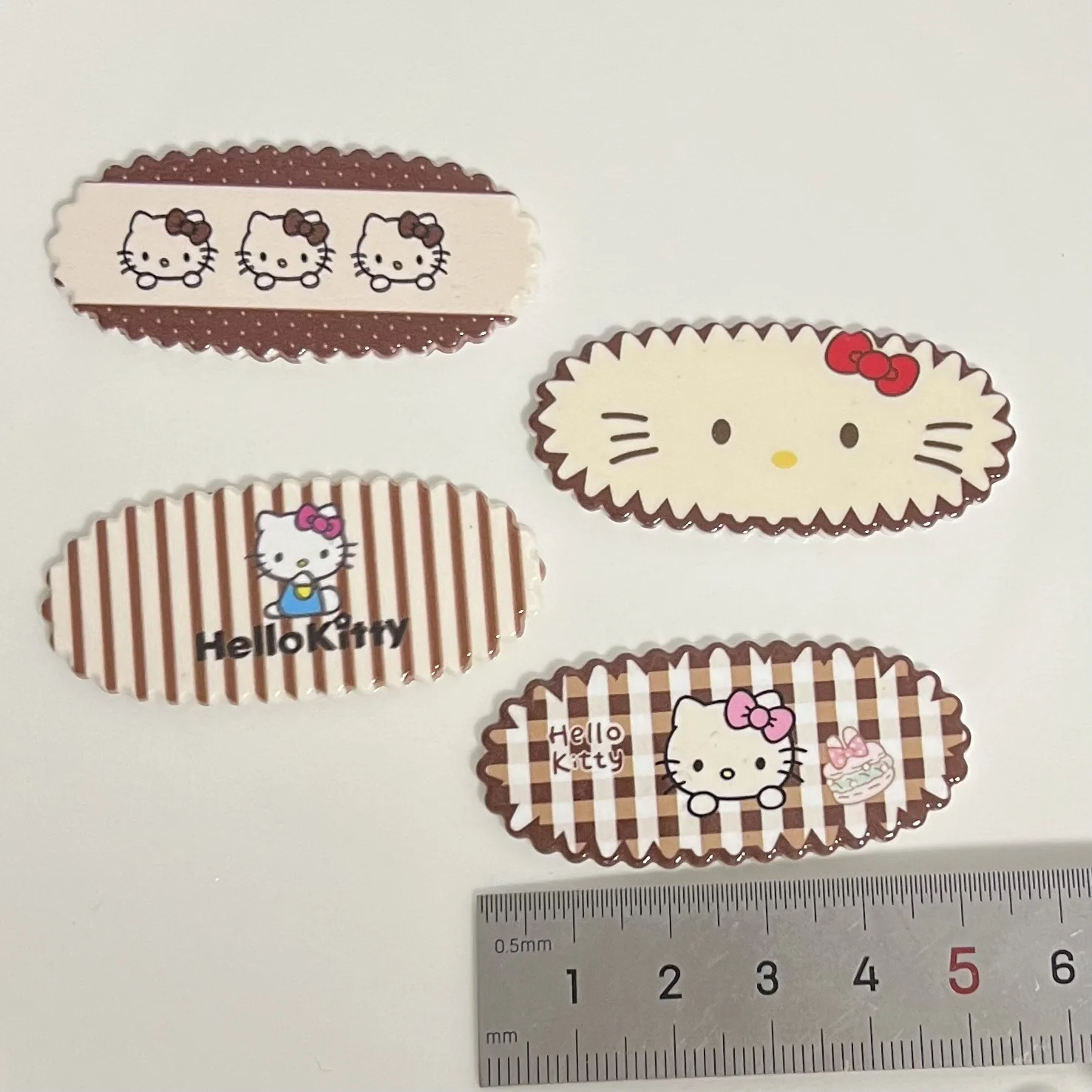 Rice Coffee Color Lace Oval KT Cat Hairpin, DIY Headwear, Mobile Phone Shell Piece, Cream Glue, Handmade Material