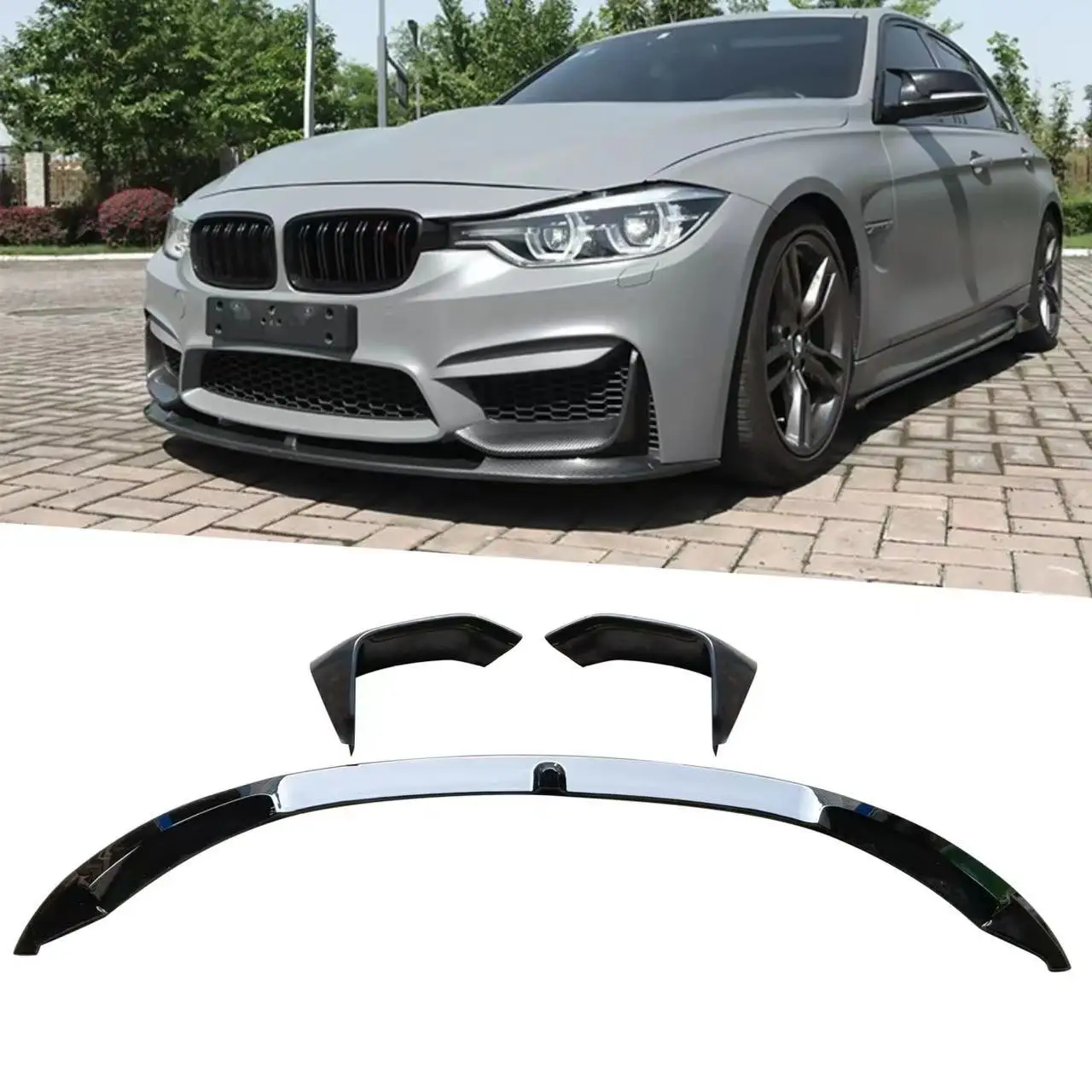 Black Lower Lip Front Bumper Protect Front Skirt Spoiler For 2013-2019 BMW M3M4 F80 F82 MP Wrap Angle Body Kit