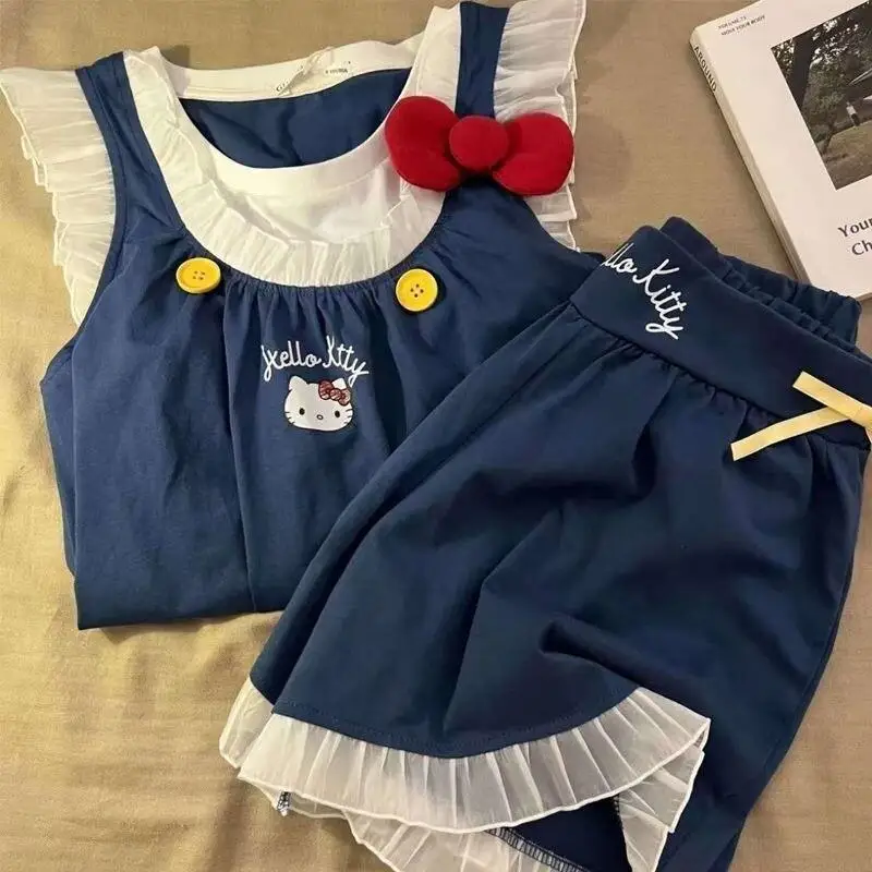 

Комплект пижам Sanrio Hello Kitty: шорты и брюки для девочек, домашняя одежда, уютная, милая, стильная, в корейском стиле