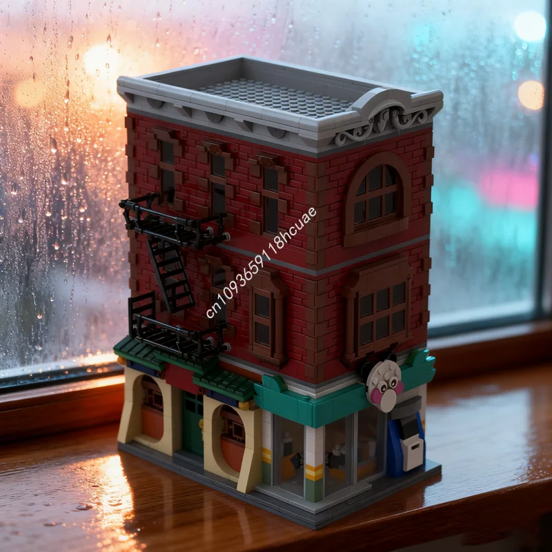 

1086 шт. MOC Китайский квартал Redbrick, здание квартиры, модульная модель, блоки, игрушка, идея «сделай сам», Рождественский подарок, образование для детей