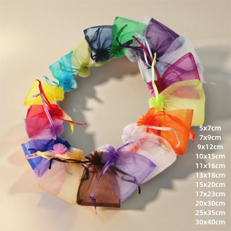 500pcs Drawstring Organza Bags Jewelry Pouches Gift Packaging Bag Sachet Wedding Party Favors Storage Displays Birthday Supply