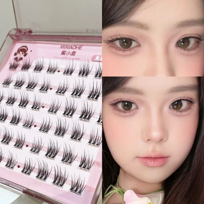 Mixiaohe Glue-Free Sweet False Lashes 48 Clusters Ultra-Soft Natural Fibers Comfort Daily Dating Eye Makeup