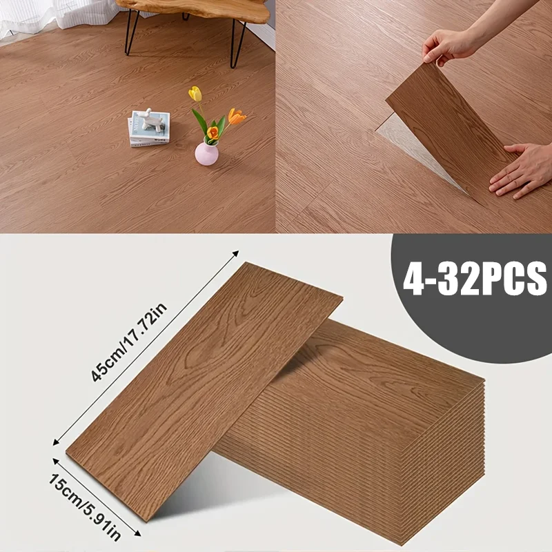 

Peel and Stick Floor Tile Waterproof Wood Plank Sticker Wood Grain Self-Adhesive Wall Tiles for Bathroom Bedroom Living Room