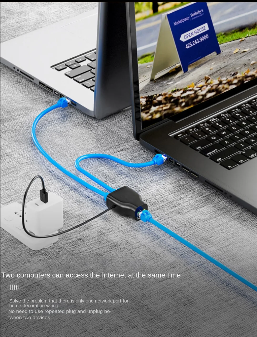 Adaptador Ethernet para cabo de rede Internet, RJ45 Splitter, 1 a 2, conector RJ45, acoplador para PC, TV, caixa, roteador, 100m