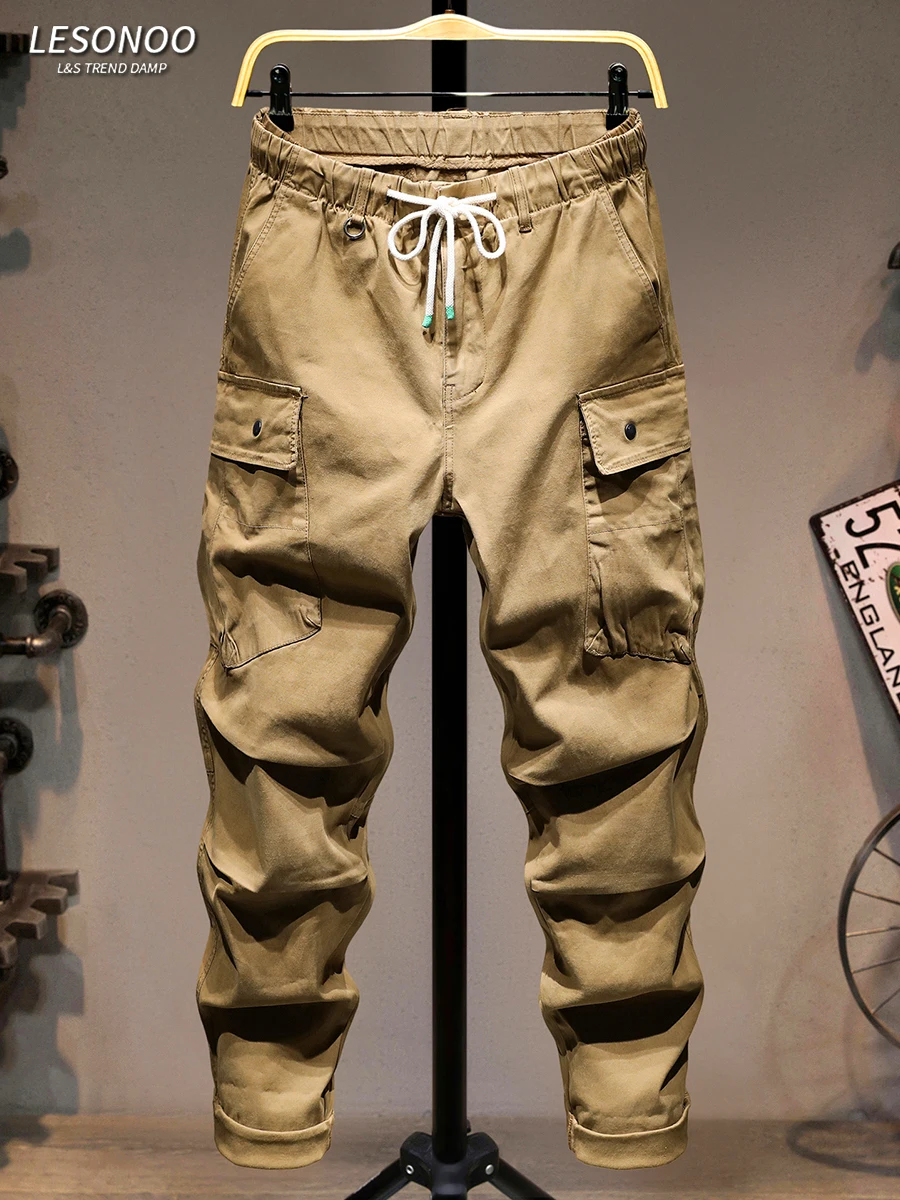 

Высококачественные рабочие брюки цвета хаки, мужские повседневные свободные длинные брюки, молодежные модные брендовые джинсы с несколькими карманами, модные прямые джинсы