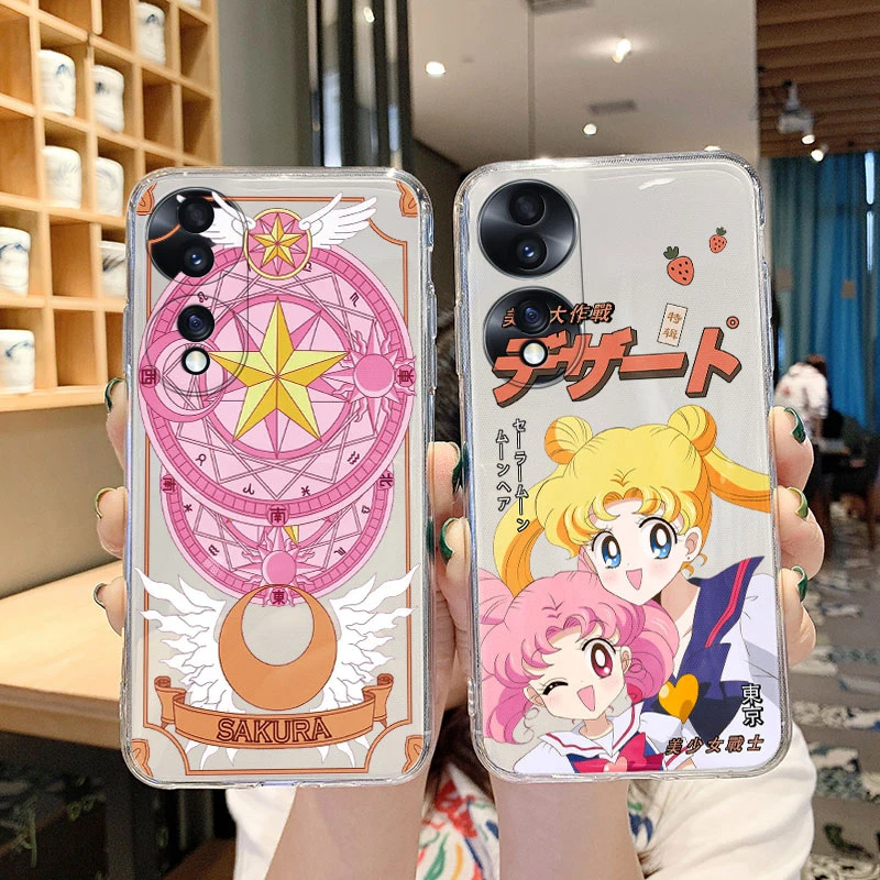 Caixa de telefone de silicone transparente, marinheiros, lua, coelho, gato, bonito, para honra 70, 50, x7, x7a, 20, huawei nova 5t, anime