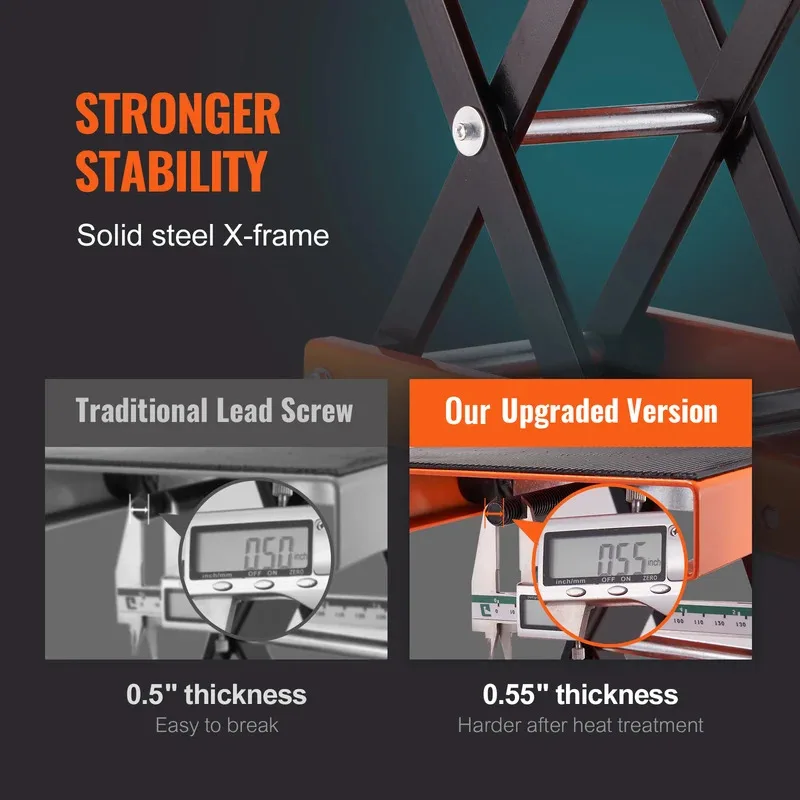 1100LBS Motorcycle Scissor Lift Jack Wide Deck Steel Lift Stand with Safety Pin for Motorcycle Repair Maintenance view 5
