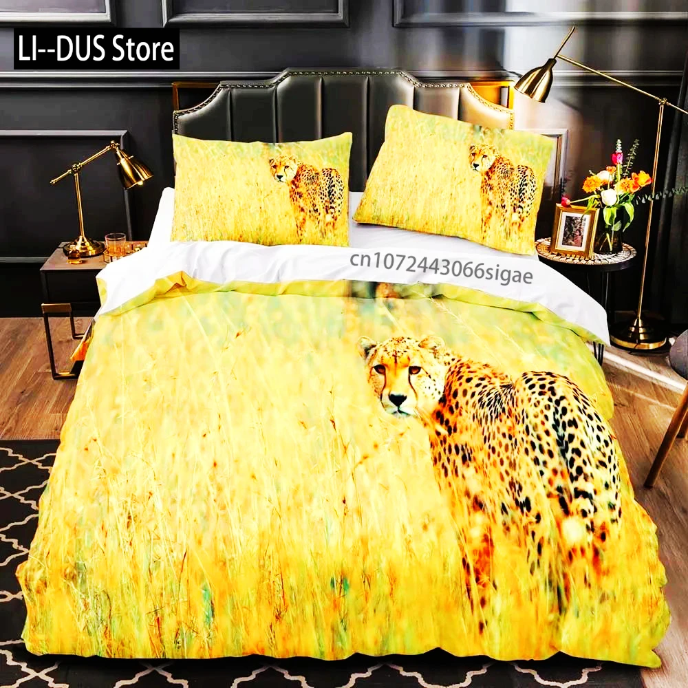 

Lion King Queen Duvet Cover Watercolor Animal Bedding Set For Boys Teens Adults Colorful Wildlife 2/3pcs Polyester Quilt Cover