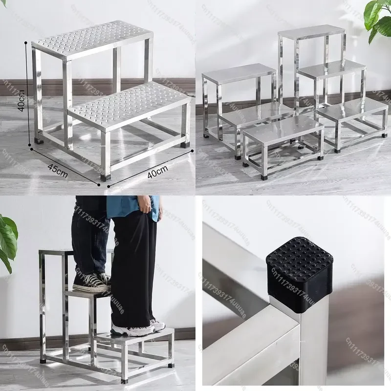 Stainless Steel Step Ladder Portable Folding Stair for Home Hospital Industrial Workshop Multi Scene Use Simple Design