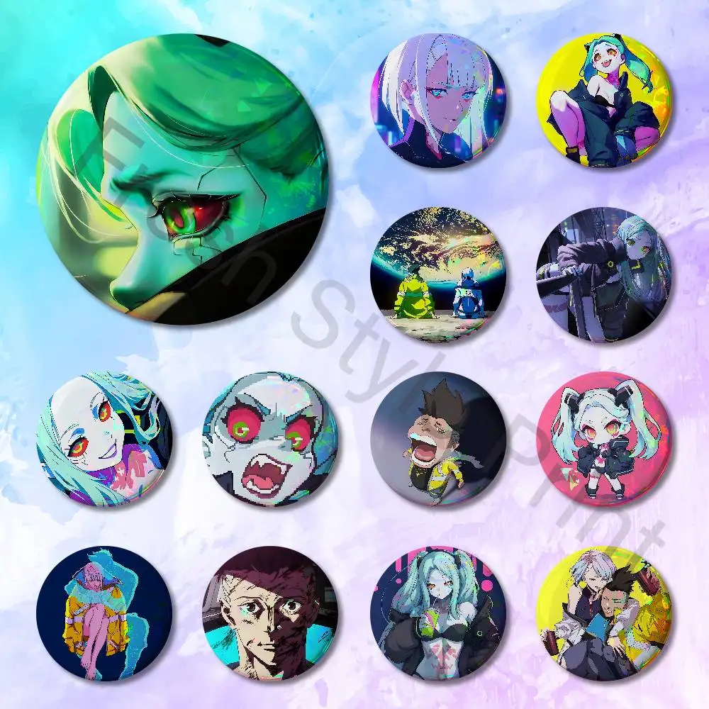 

Character Rebecca Lucy David Martinez Pins 58mm Cute Cartoon Badge Handmade Brooches for Backpack Accessories