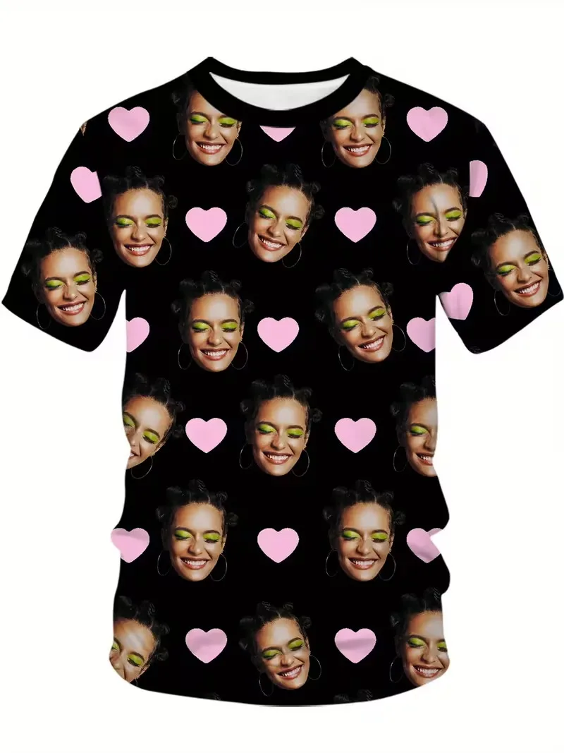 3D Print Custom Men's Funny Celebrity Face T-Shirt Novelty Short Sleeve DIY Tshirt Clothes Humor Casual Tee Shirt For Party