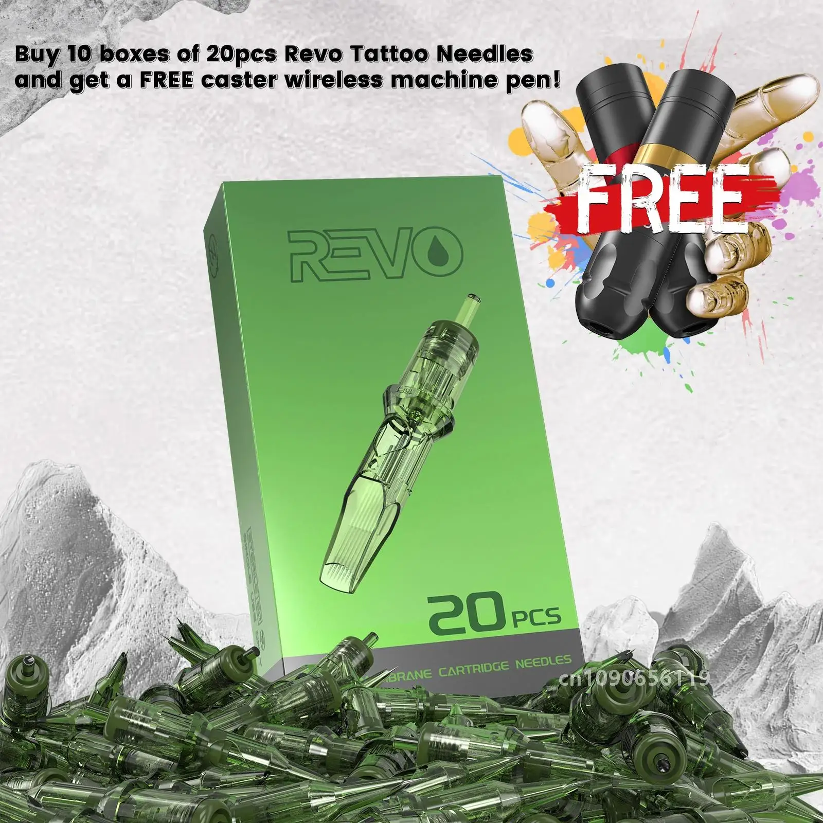 100pcs Mix Sizes INKIN REVO Cartridge Tattoo Needles with EZ Wireless Tattoo Machine Pen Kit Tattoo Supply Permanent Makeup