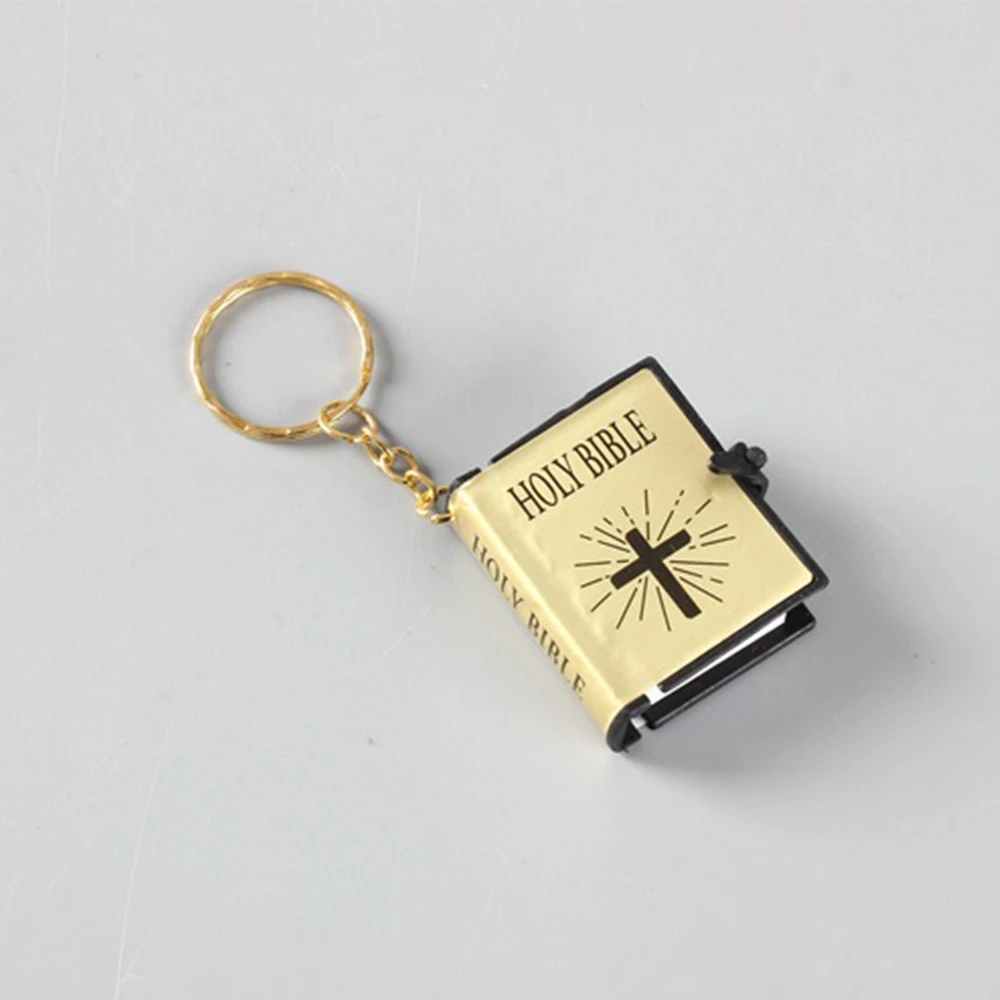 

Gifts Accessories English Religious Cross Mini Car Key Chains HOLY BIBLE Keychains Cross Keyrings Bags Pendant