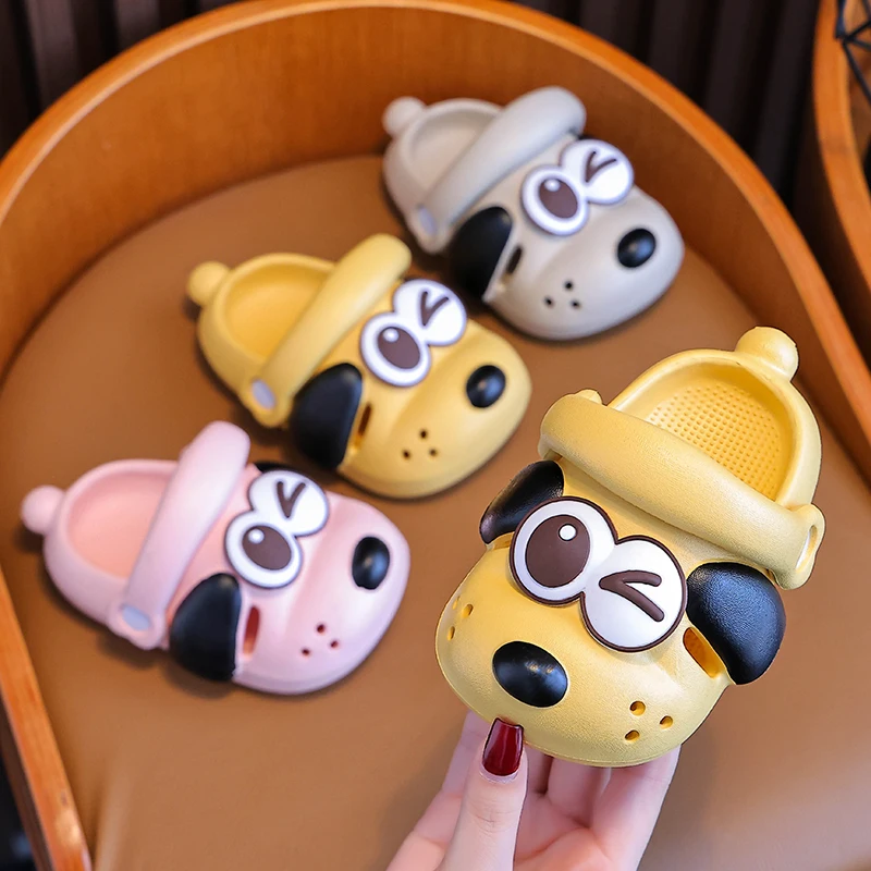 Summer Aged 1-5 Children Slippers Cute Cartoon Puppy Sandals For Boys Girl Flip Flops Non-Slip Toddler Home Kids Garden Shoes