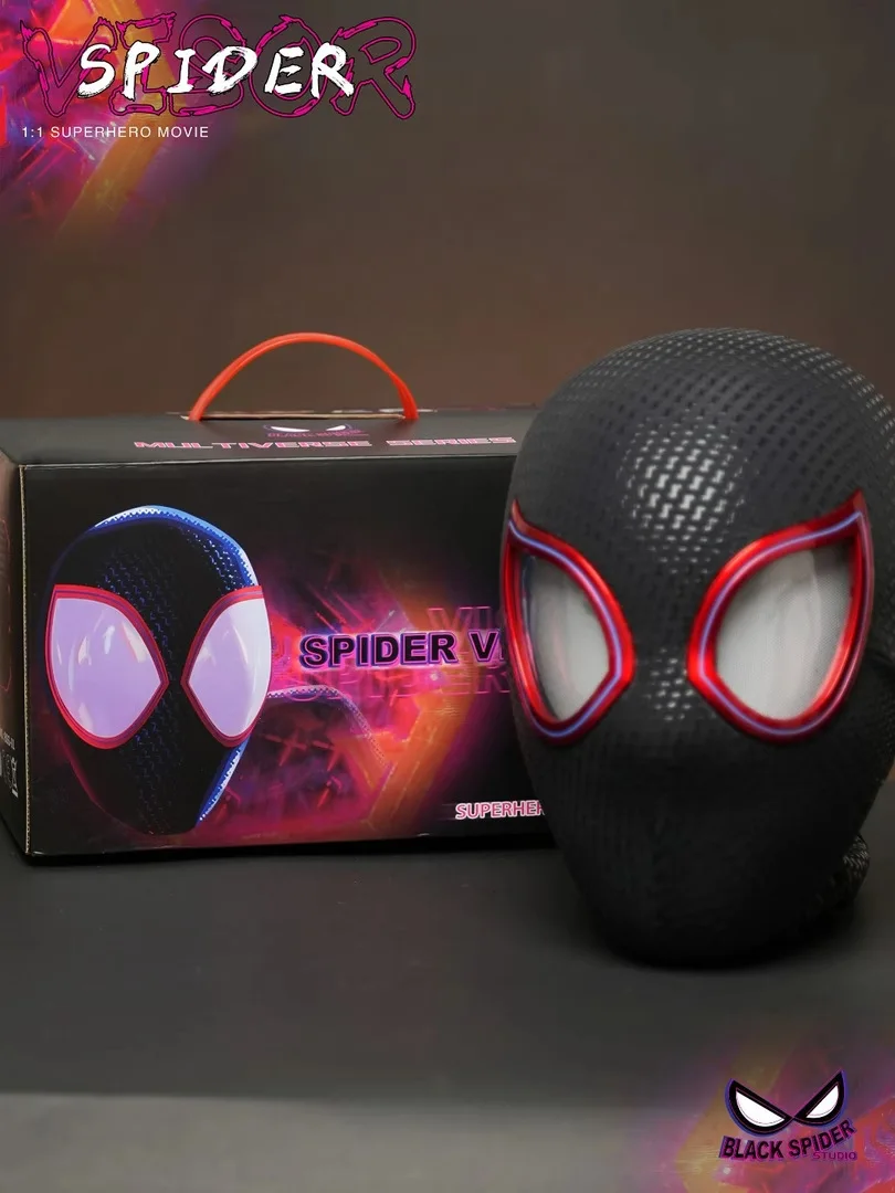 Spider-Man Auto-Touch Light Up Mask with Motorized Eyes & Ring Control 1:1 Scale Wearable Collectible for Cosplay