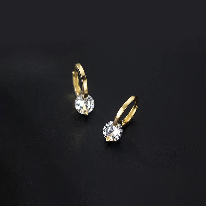 Fashion Hypoallergenic Gold Silver Color Sphere Zircon Shiny Ear Buckle For Women Girls Simple Temperament Party Jewelry Gifts