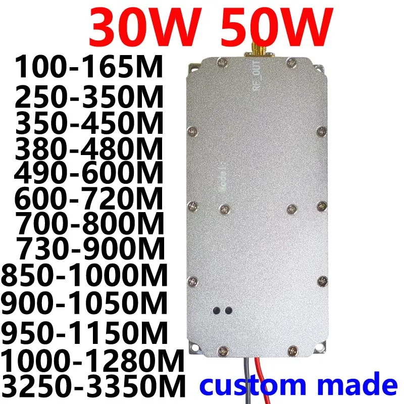 30W 50W وحدات الترددات اللاسلكية مكبر كهربائي 100-165M250-350MHZ350-450MHZ380-480MHZ700-800MHZ850-1000MHZ900-1050MHZ950-1150MHZ3250-3350MHZ