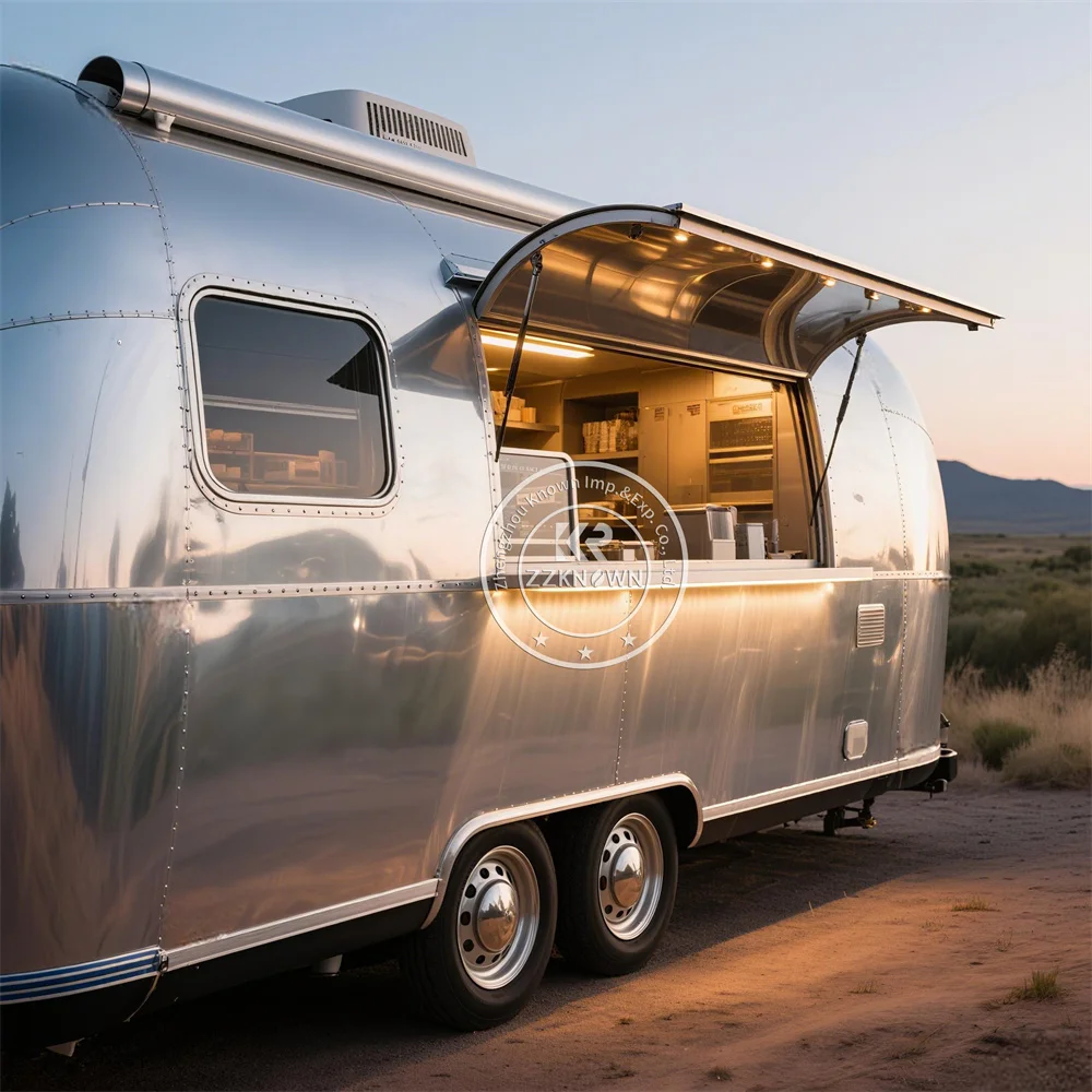 شاحنة طعام امتياز مجهزة بالكامل عربة بيتزا آيس كريم متنقلة مقطورة بيتزا القهوة مقطورة طعام الشارع مع مطبخ كامل