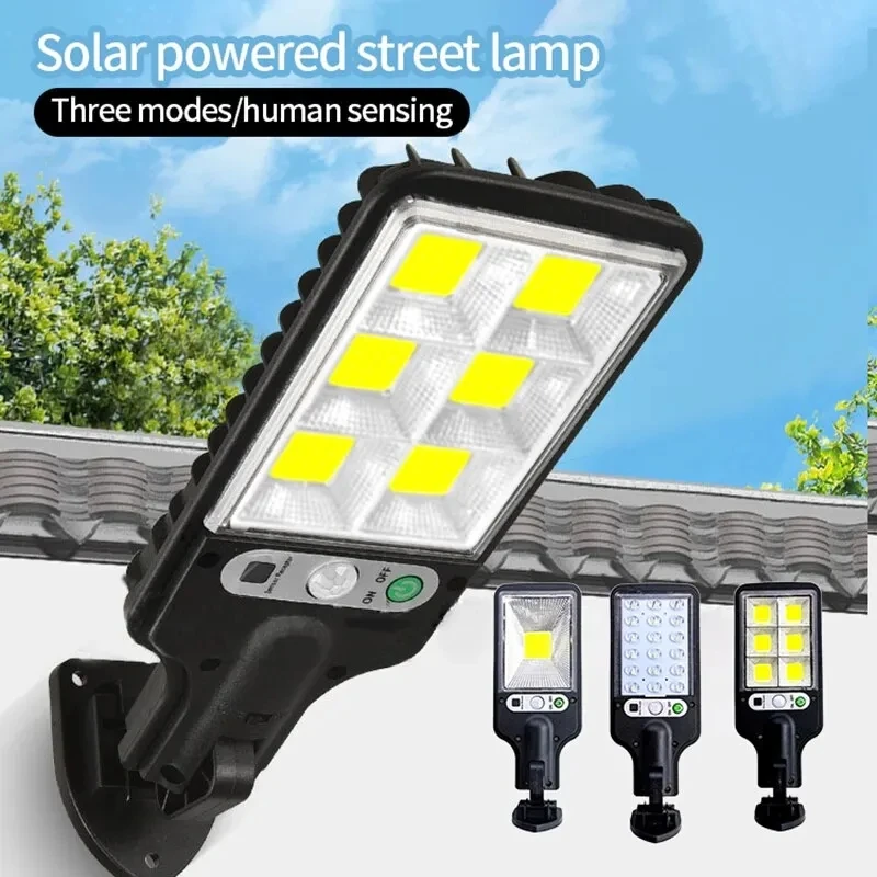 Solar LED COB Sensor Street Lamp Human Body Induction 3 Lighting Modes Garden Terrace Garage Path Waterproof Decorate Lamp