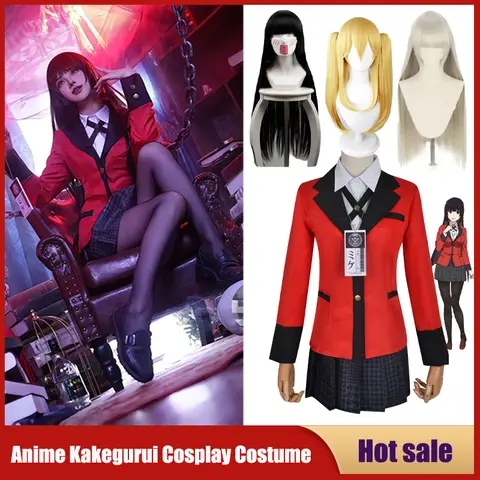Disfraz de Anime Kakegurui Jabami Yumeko, disfraz de Meari Saotome Sayaka, jugador compulsivo, uniforme escolar, Falda plisada para niña, conjunto completo