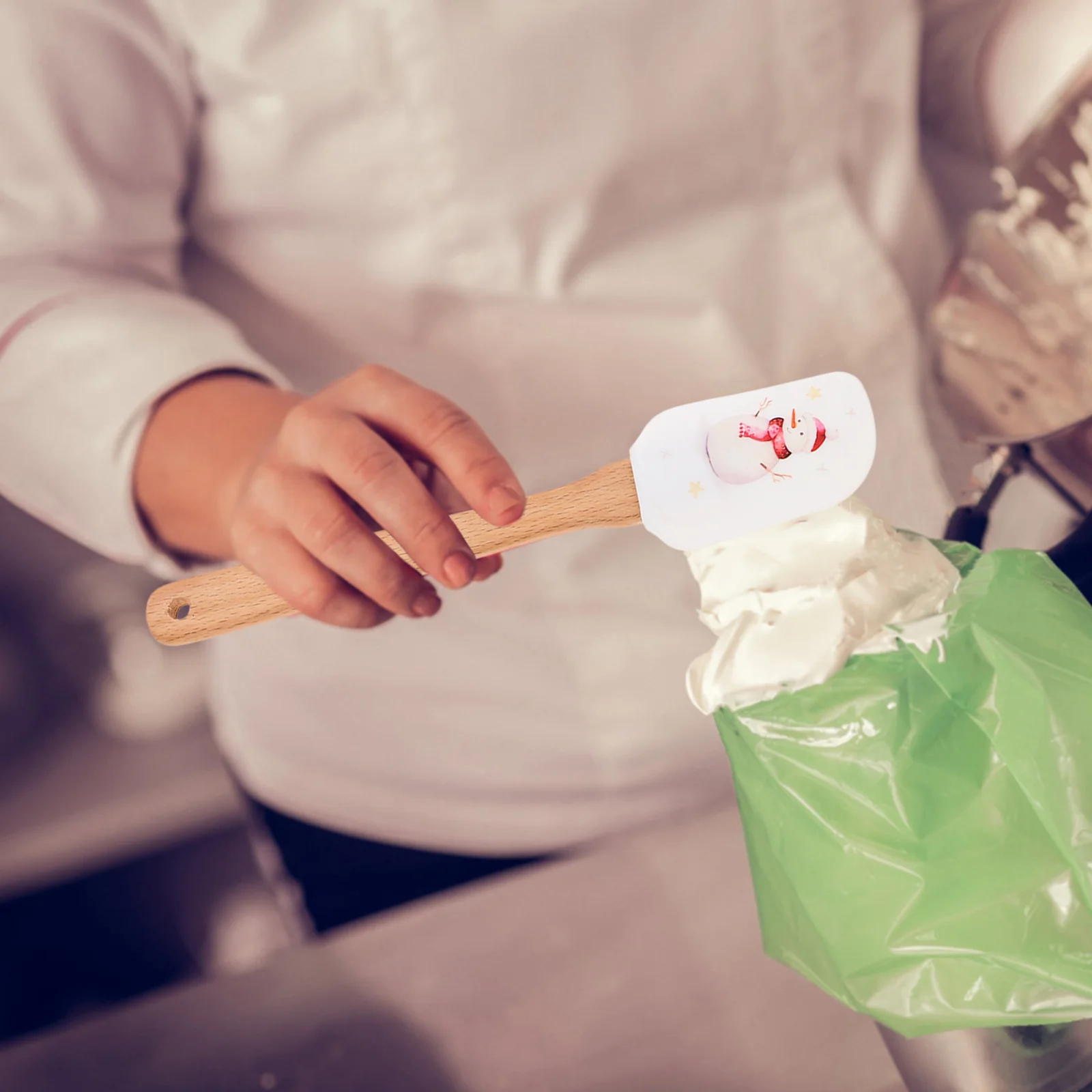 

3pcs Silicone Wood Baking Spatula Set Christmas Cake Scraper Jar Tool Non-Stick Small Spatula For Cream Butter Mixing Baking